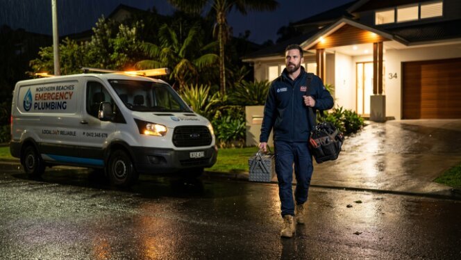 Professional plumber working